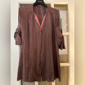 Escada Brown Blouse with Pink Accents